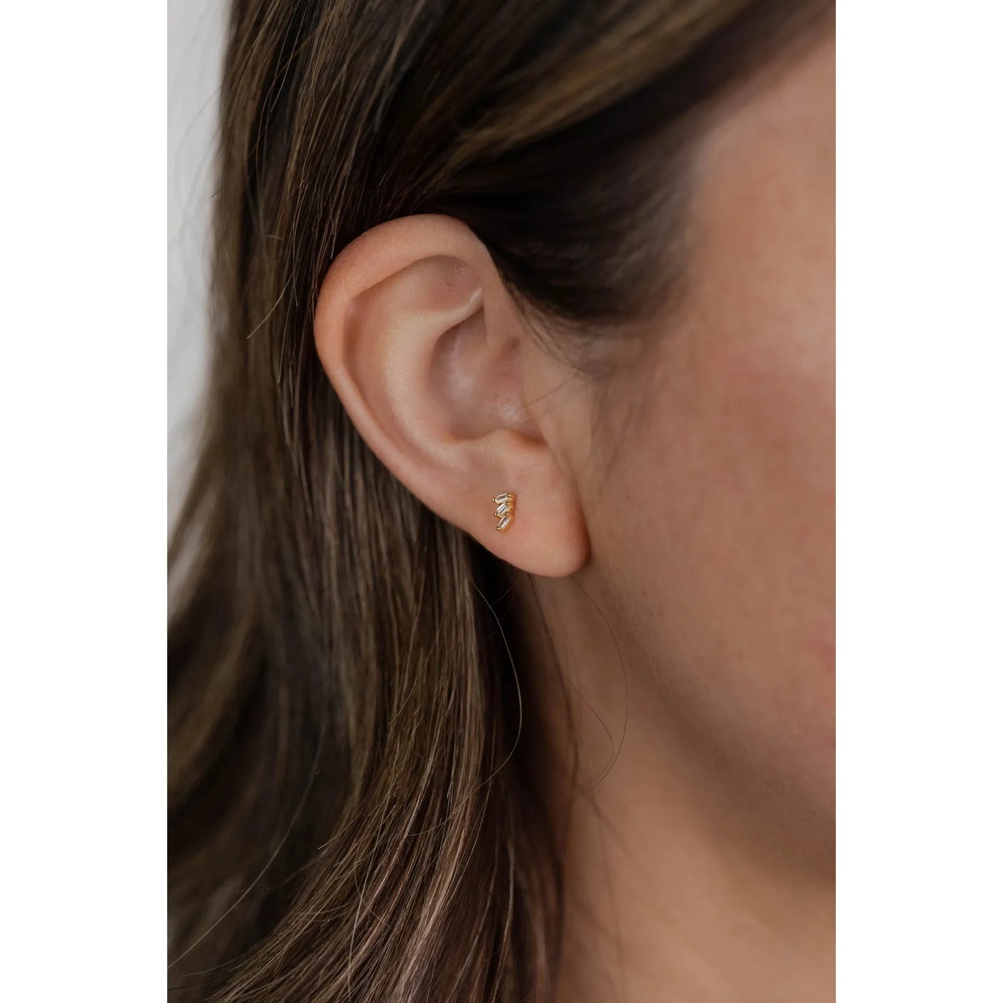 White CZ Stone Stud Earrings