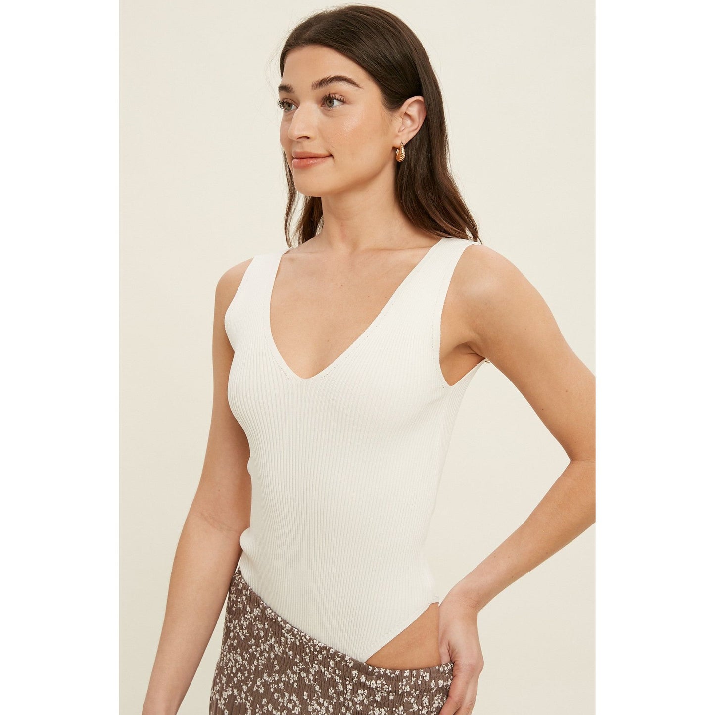Ribbed Knit Sleeveless Bodysuit