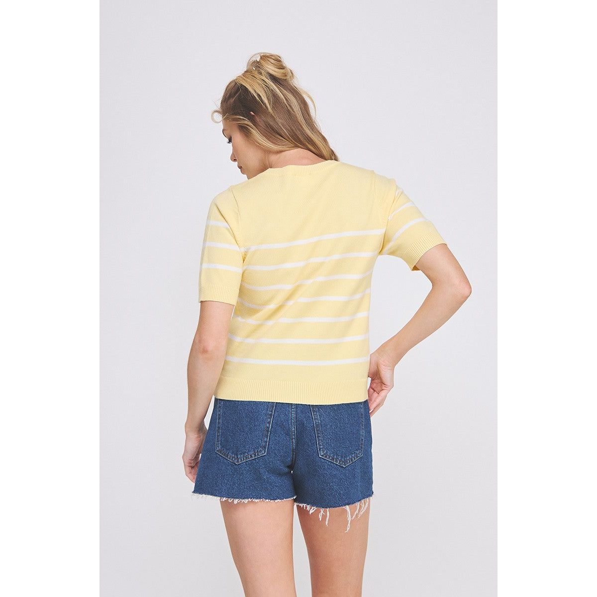 Preppy Striped Knit Tee – Lemon or Navy