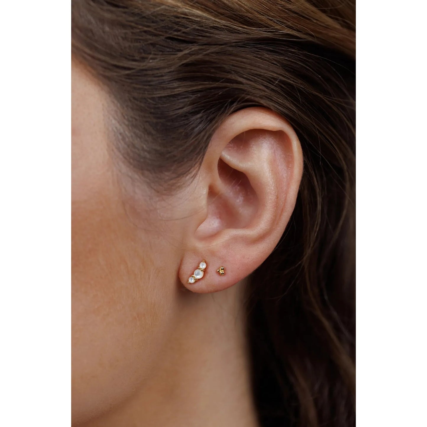 Crescent Pearl Gold Earrings