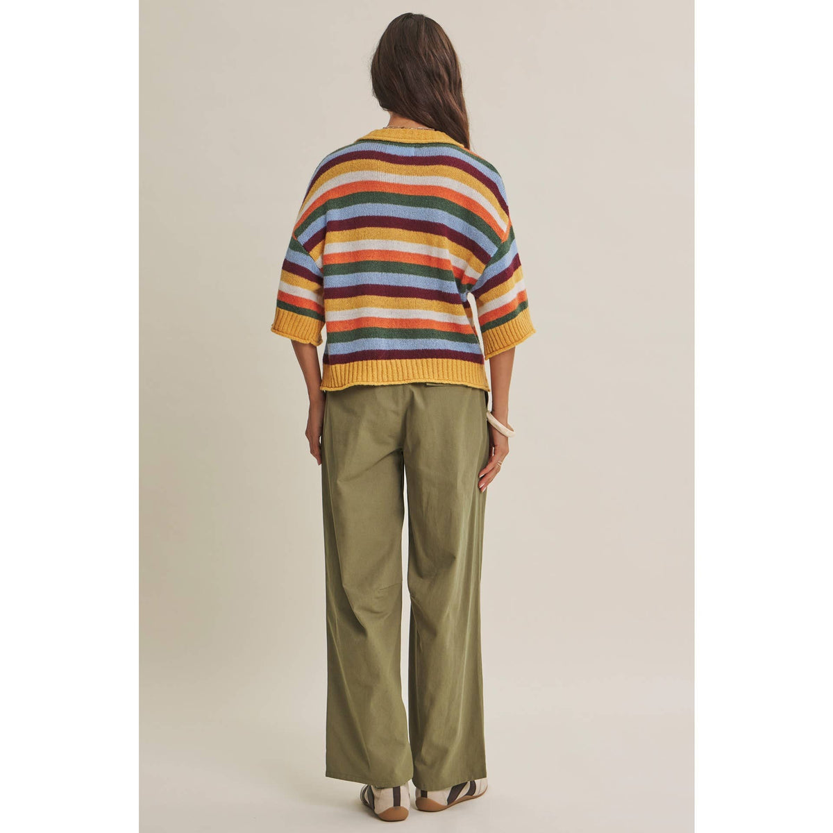 Stripe Wool Sweater Cardigan