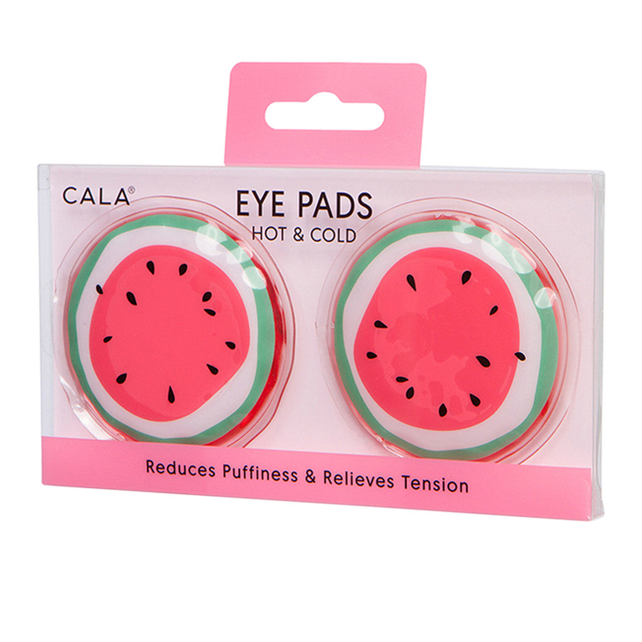 Packaged eye pads with watermelon design on a white background