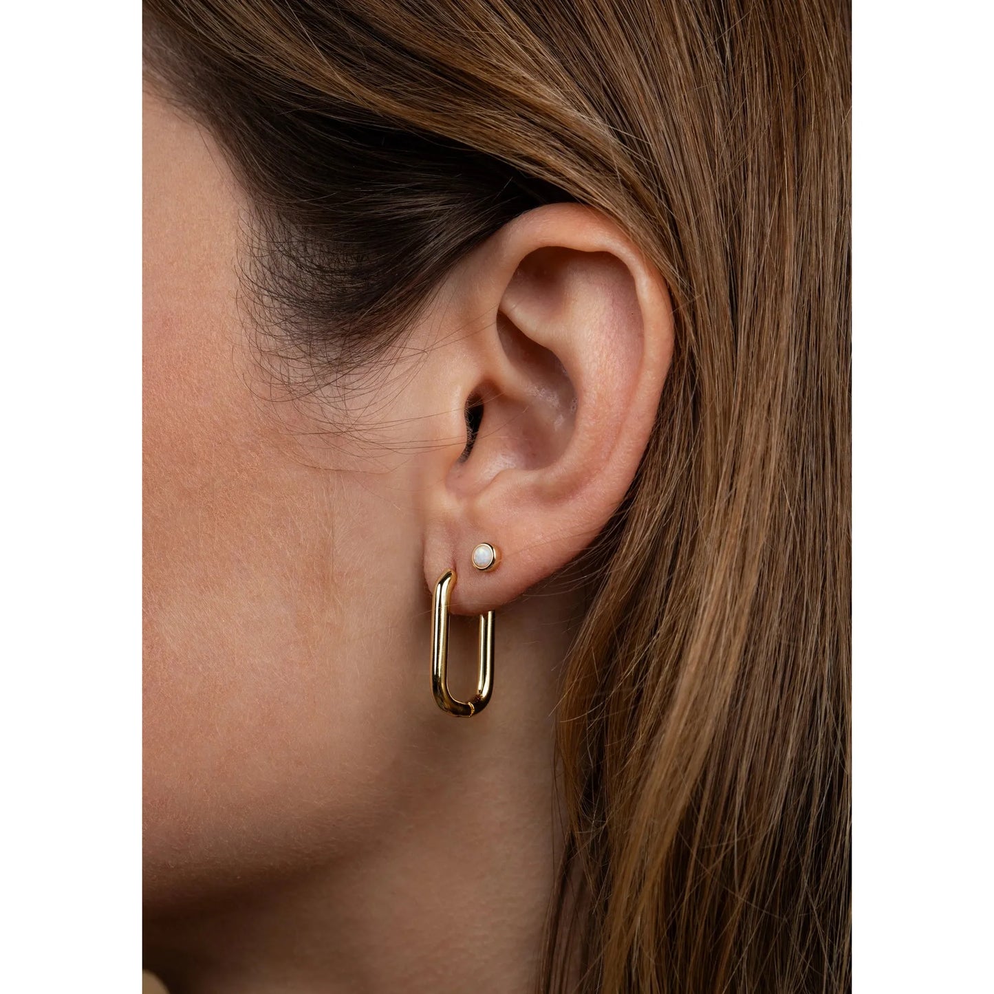 White Opal Gold Studs
