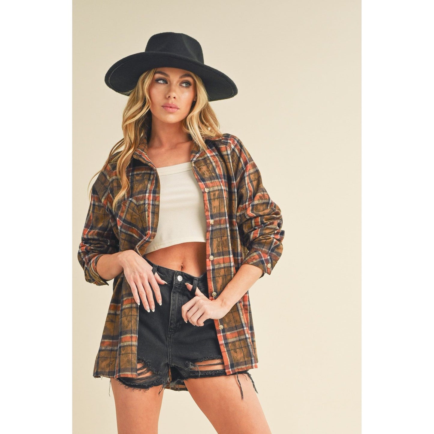 Lori Plaid Washed Flannel Button Up