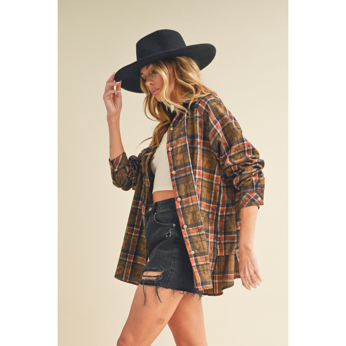 Lori Plaid Washed Flannel Button Up