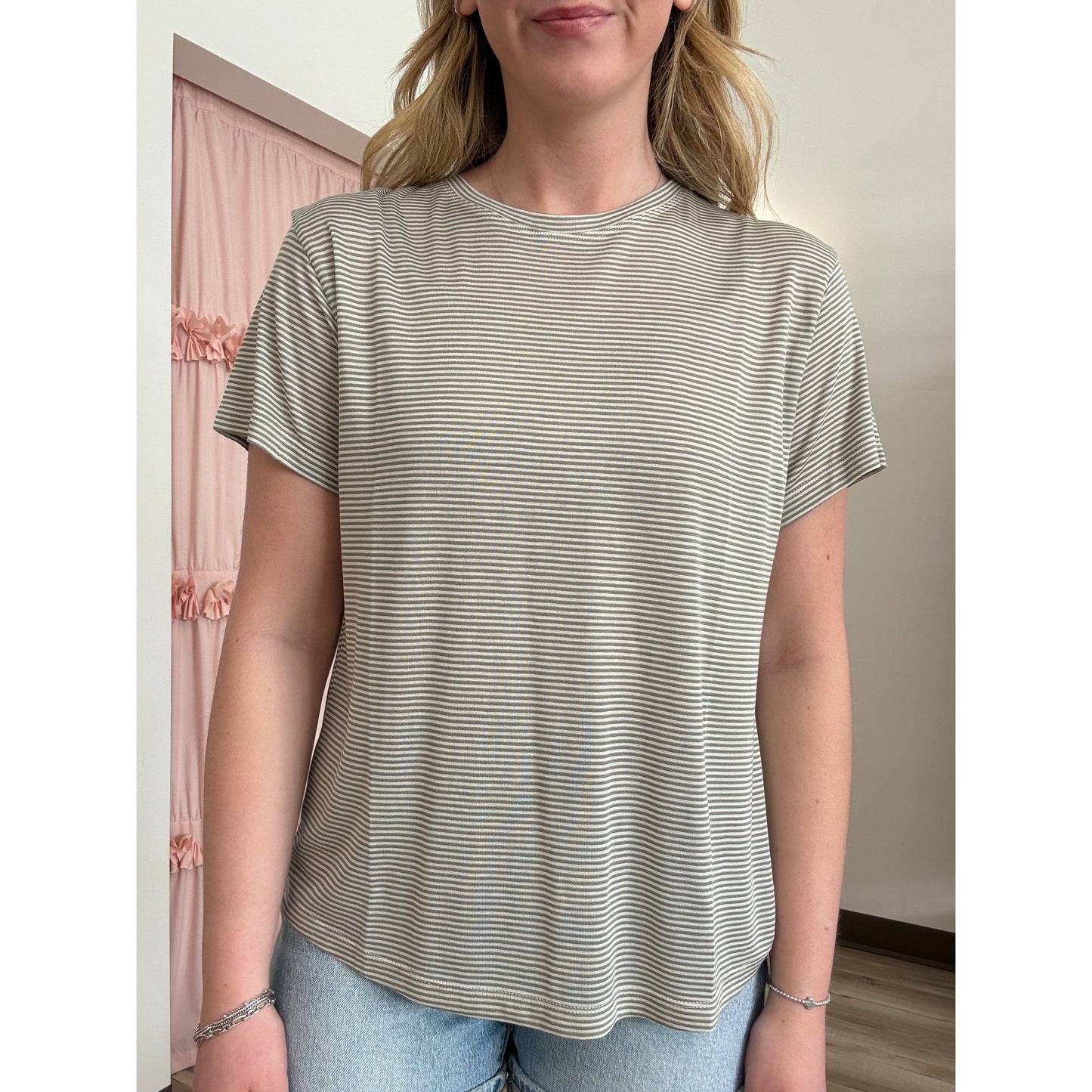 Sage Stripe Everyday Tee