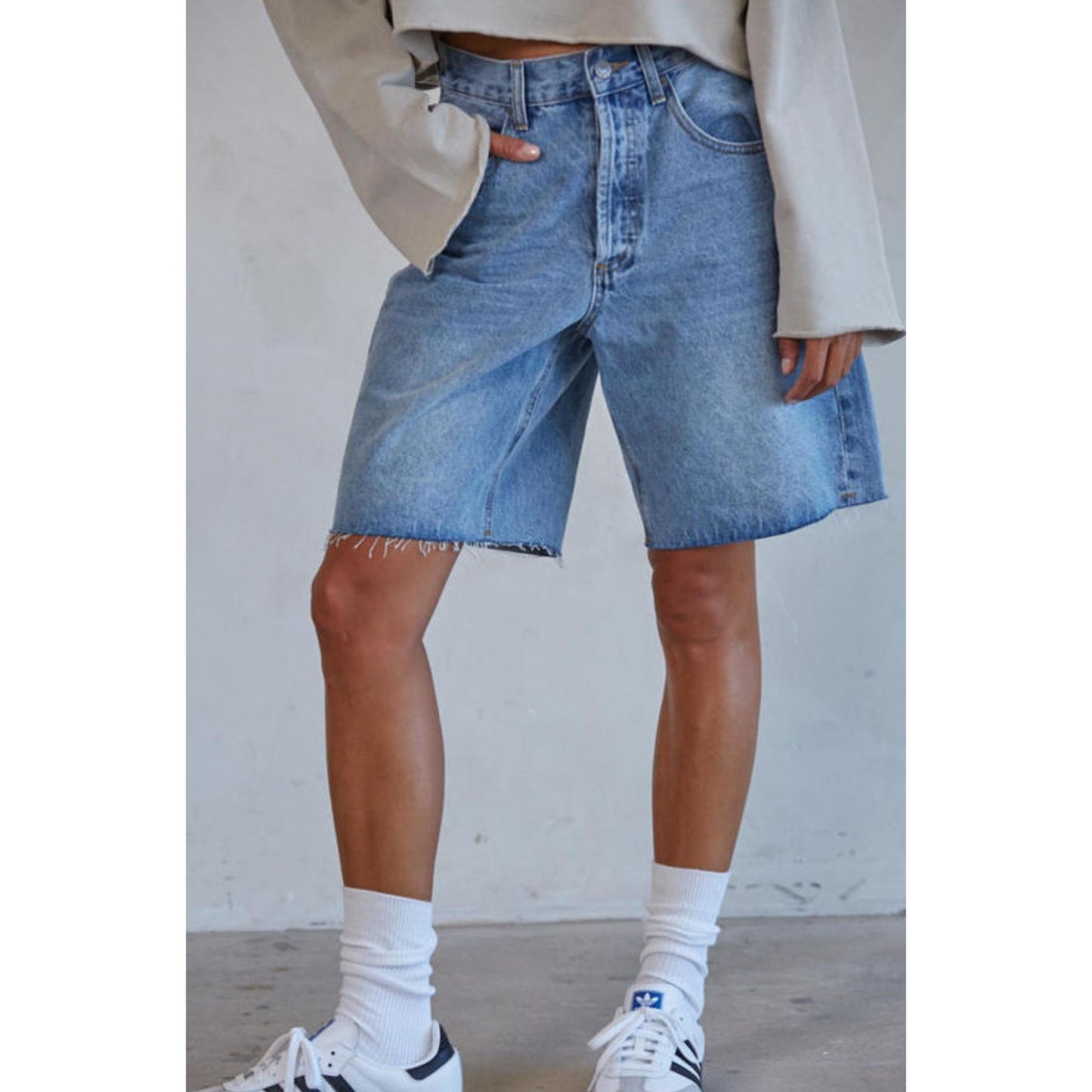 Woven Denim Bermuda Shorts