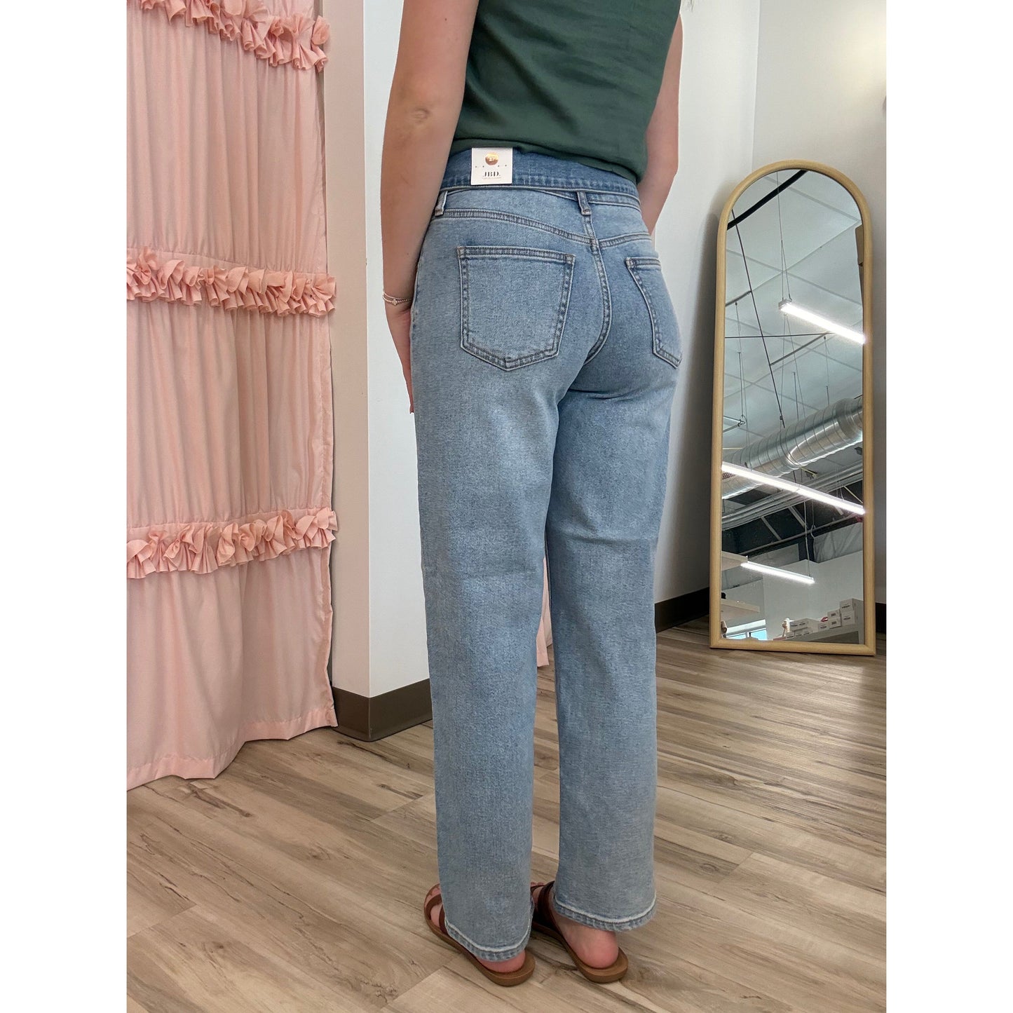 JBD Folded Waist Relaxed Straight Jeans
