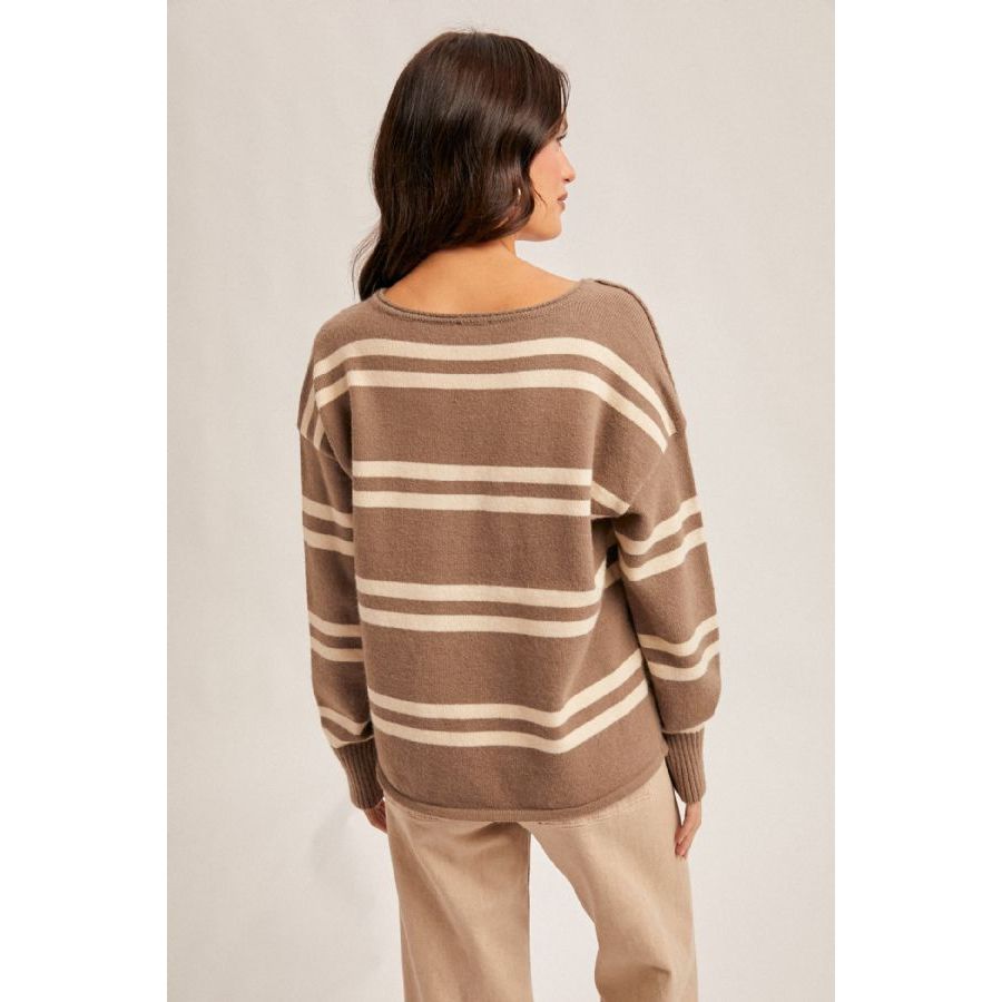 V-Neck Stripe Sweater