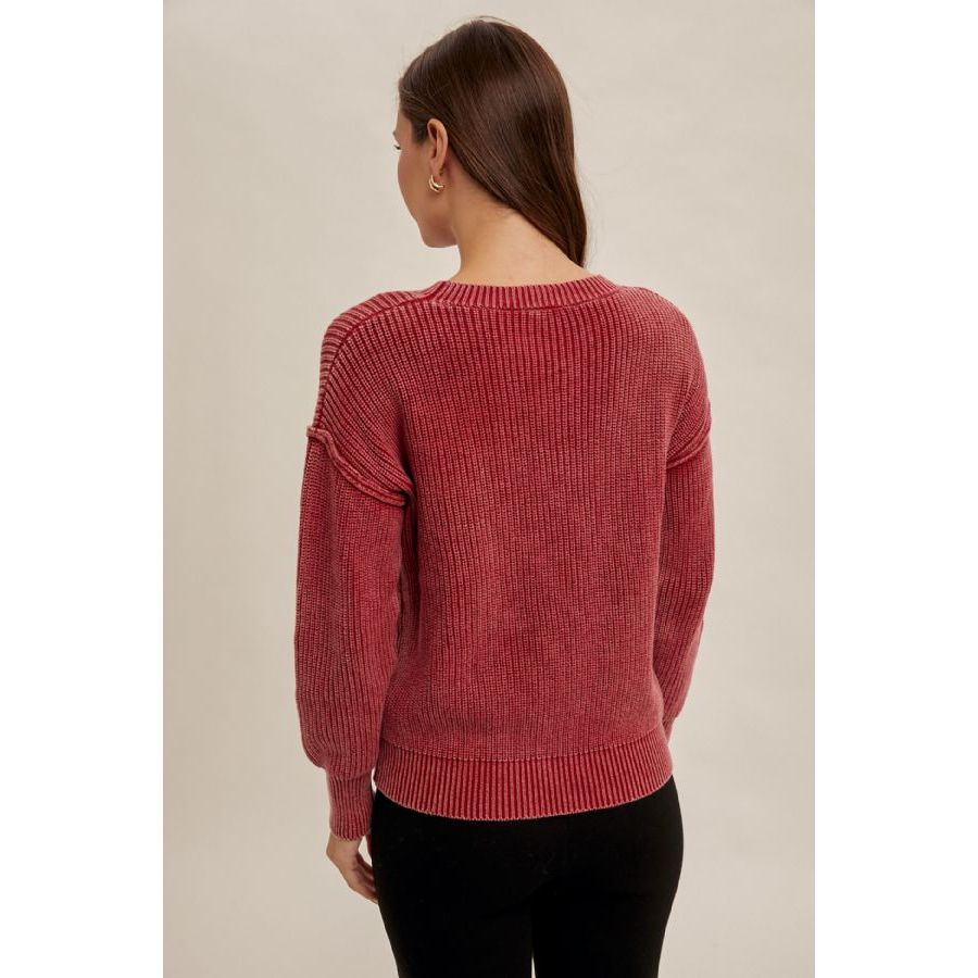 Basic Ribbed Sweater with Pocket