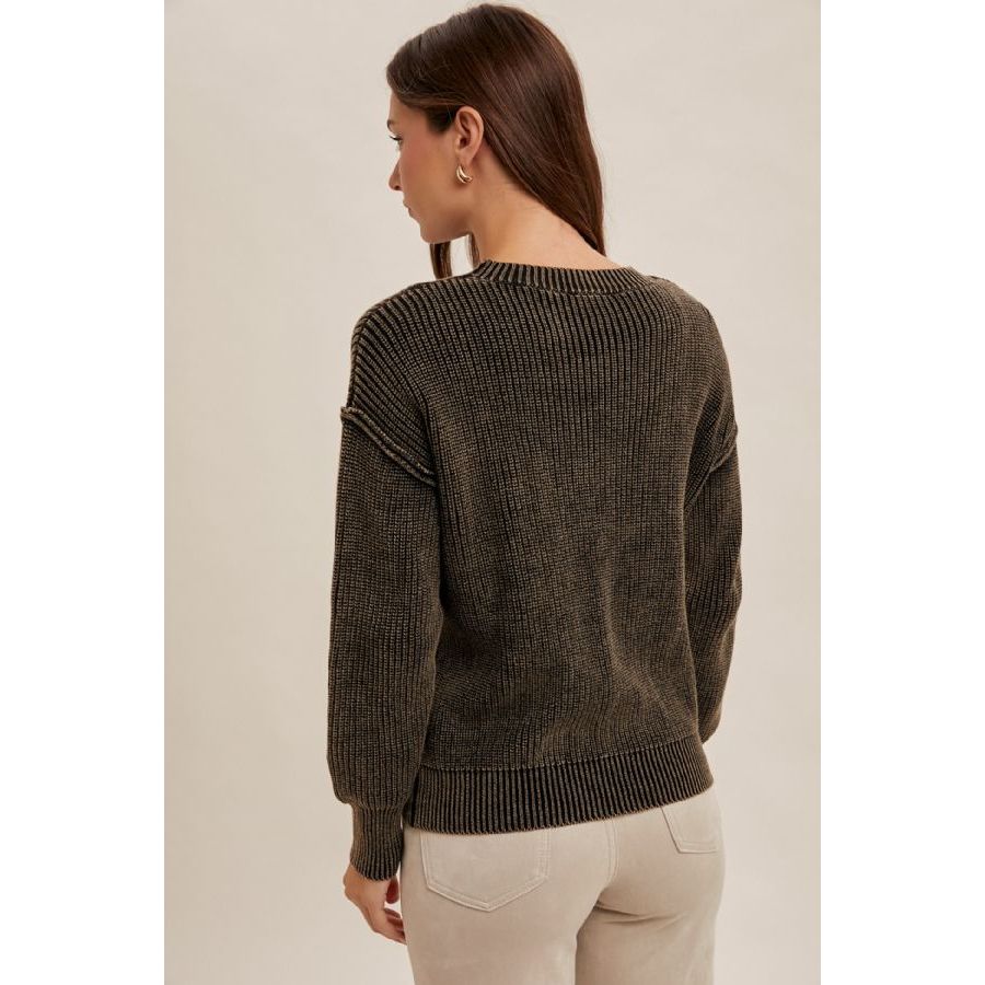 Basic Ribbed Sweater with Pocket