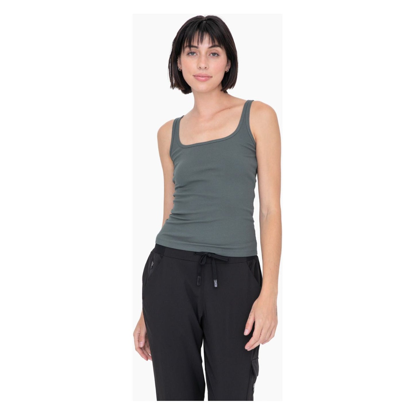 Square Neck Ribbed Tank Top