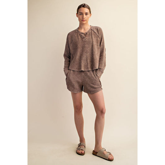 Mineral Wash Waffle Short Set