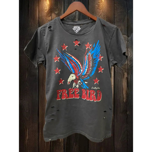 Distressed Free Bird Tee