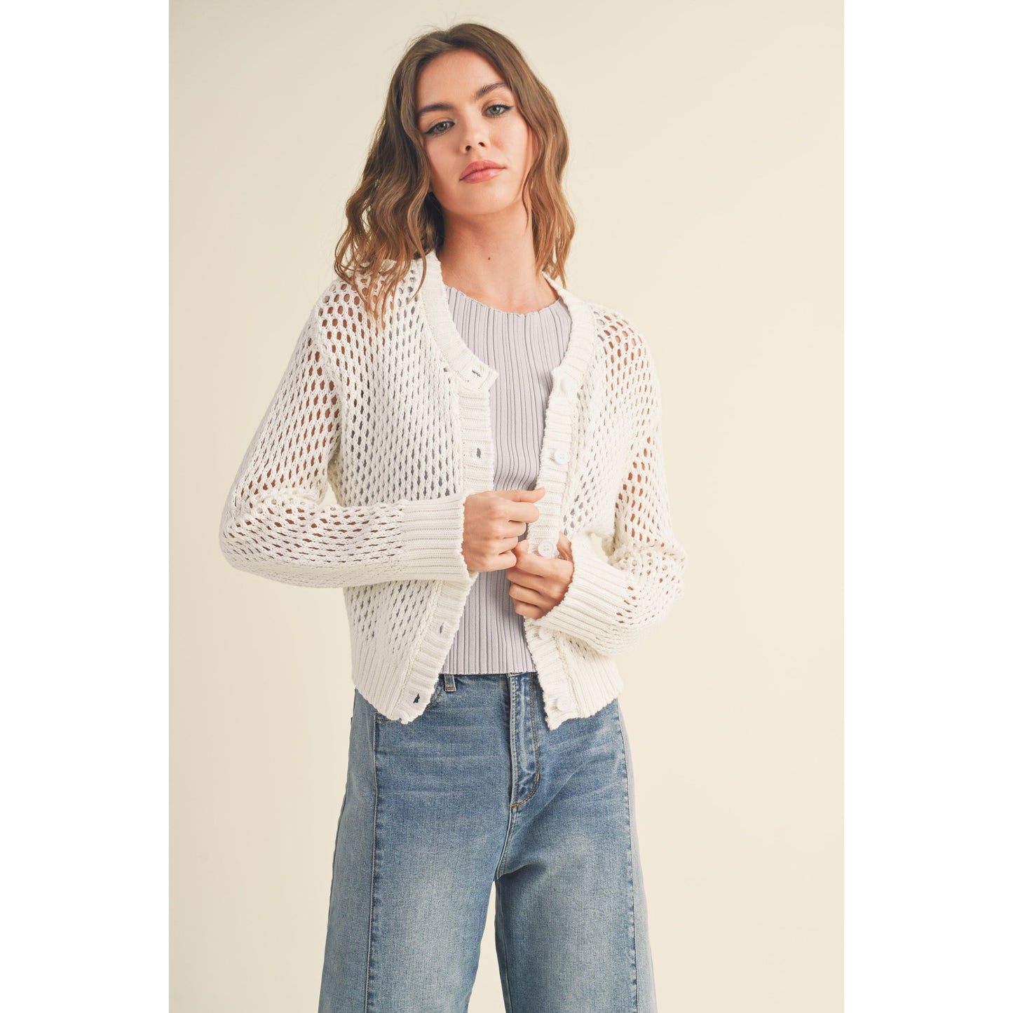 Textured Button-Up Cardigan