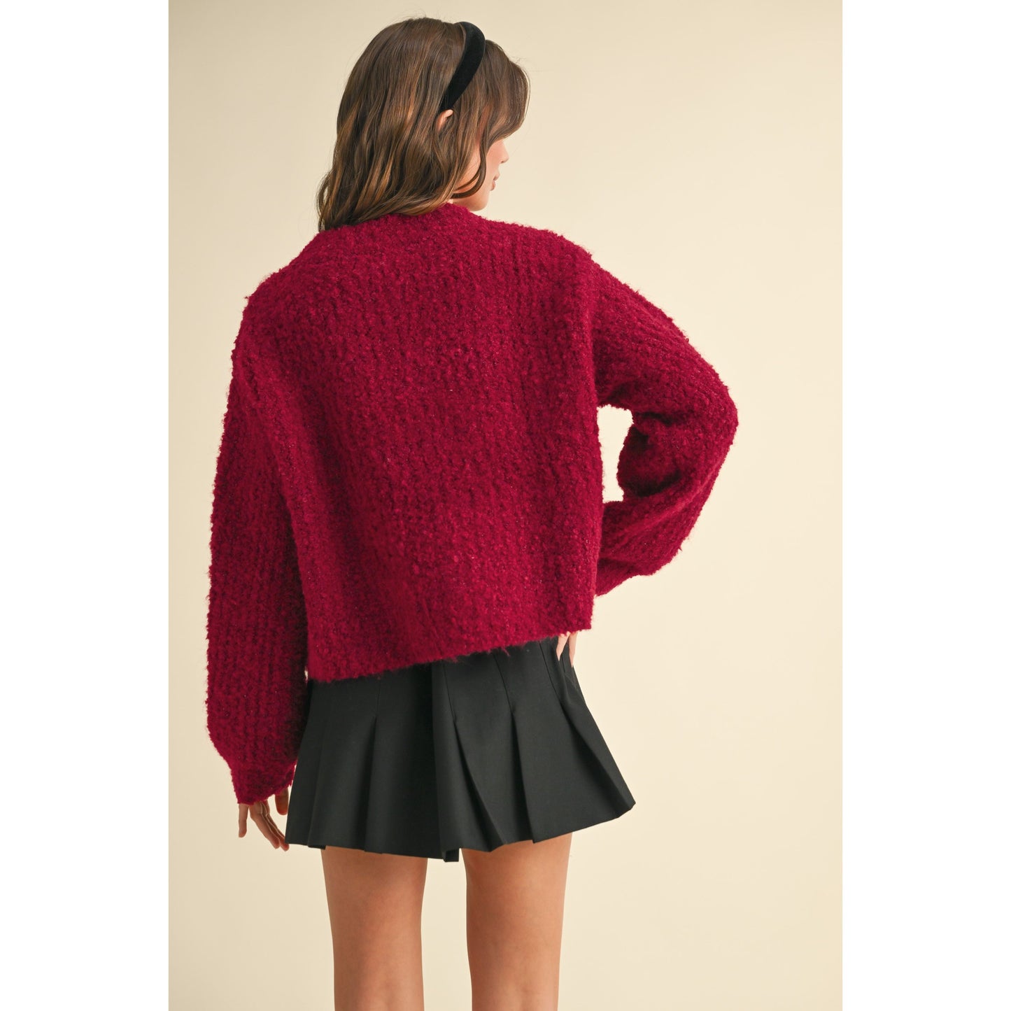 Red Button Front Sweater Cardigan