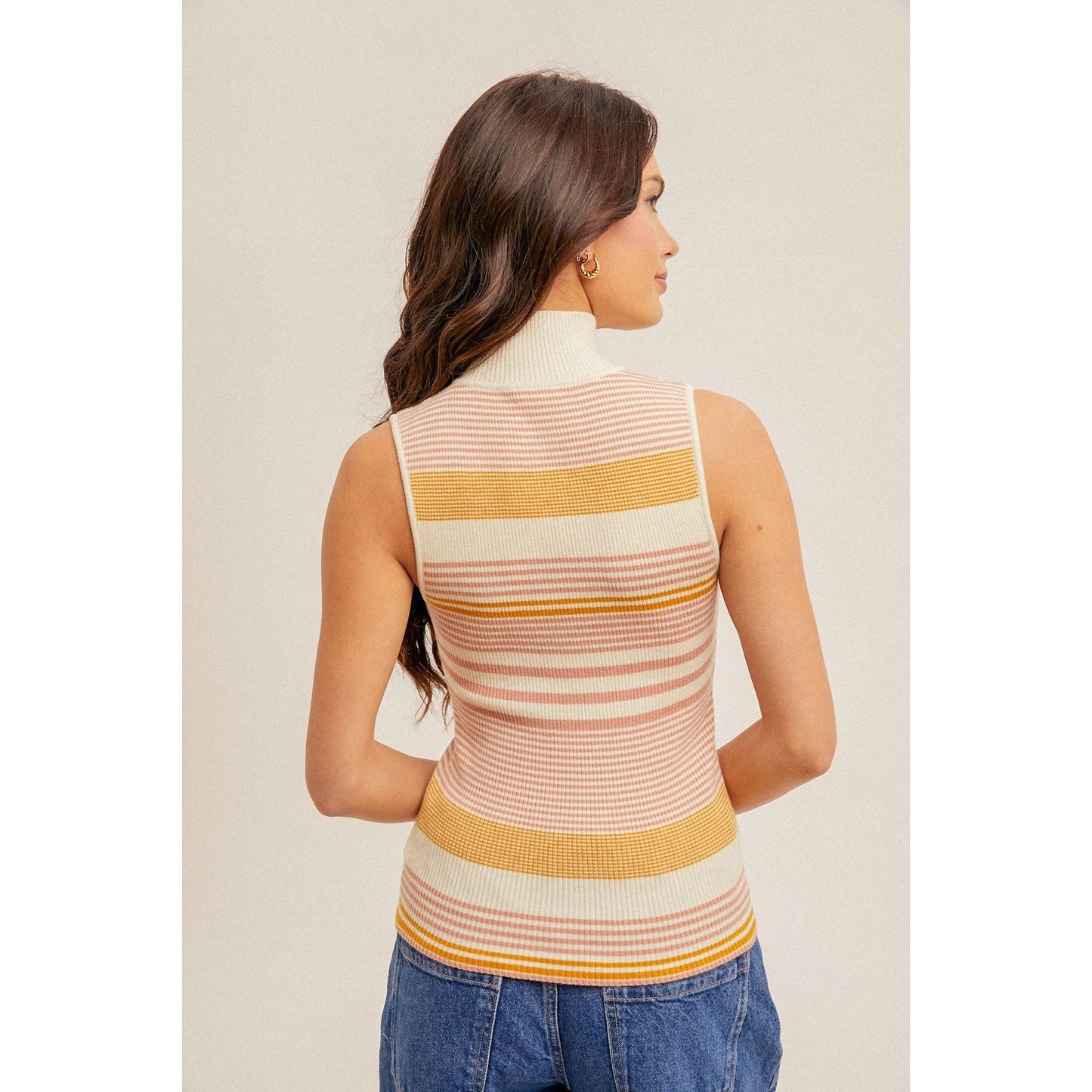 Striped Turtle Neck Tank