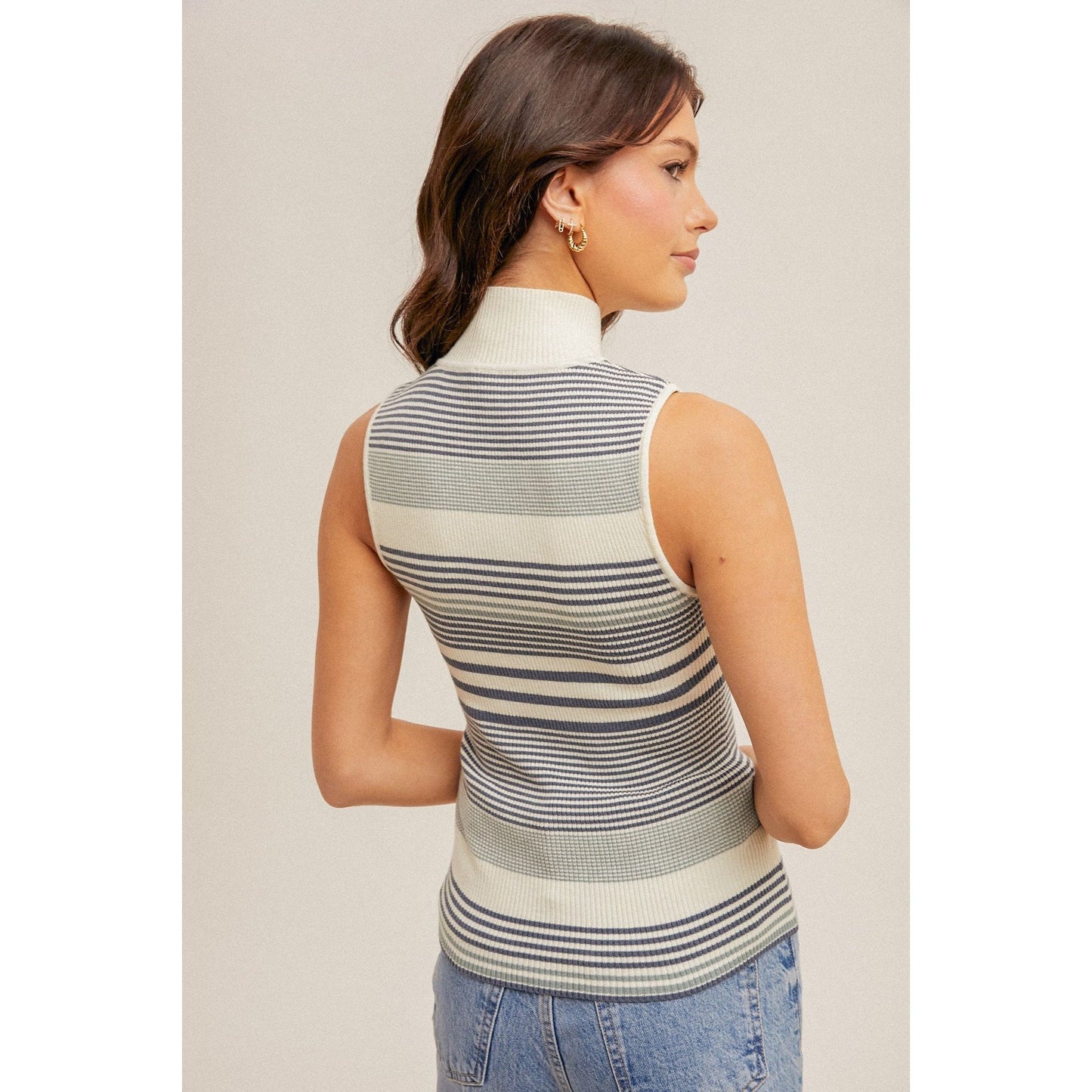 Striped Turtle Neck Tank