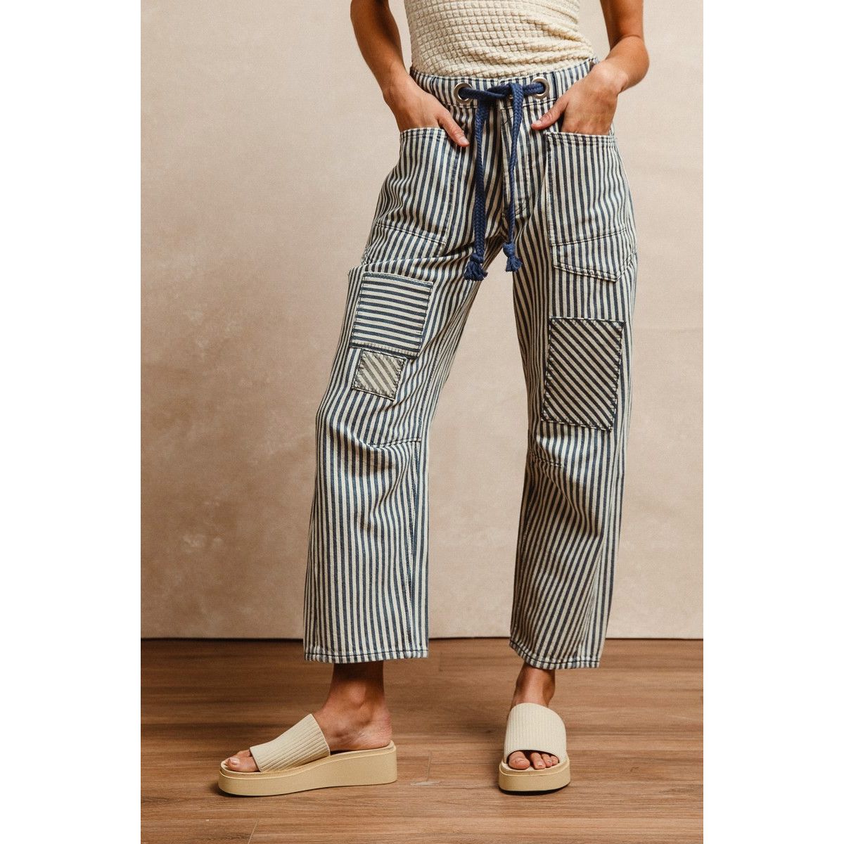 Navy Striped Pants