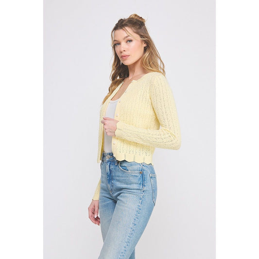 Butter Yellow Pointelle Cardigan