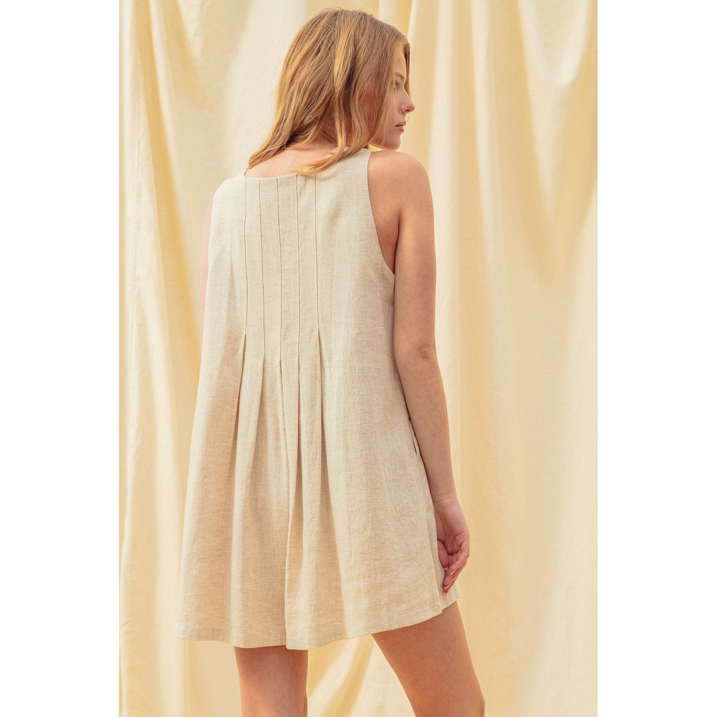 Pleated Linen Romper