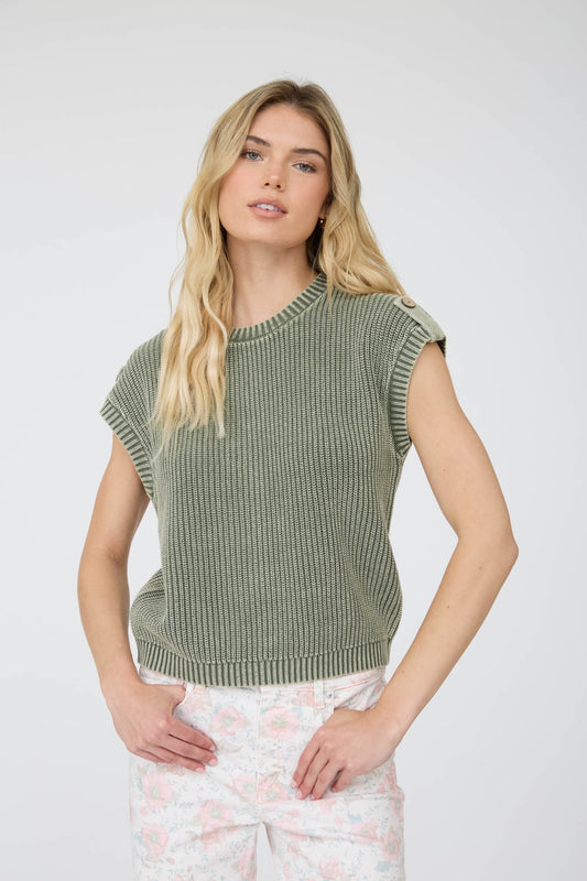 Olive Drift Knit Top
