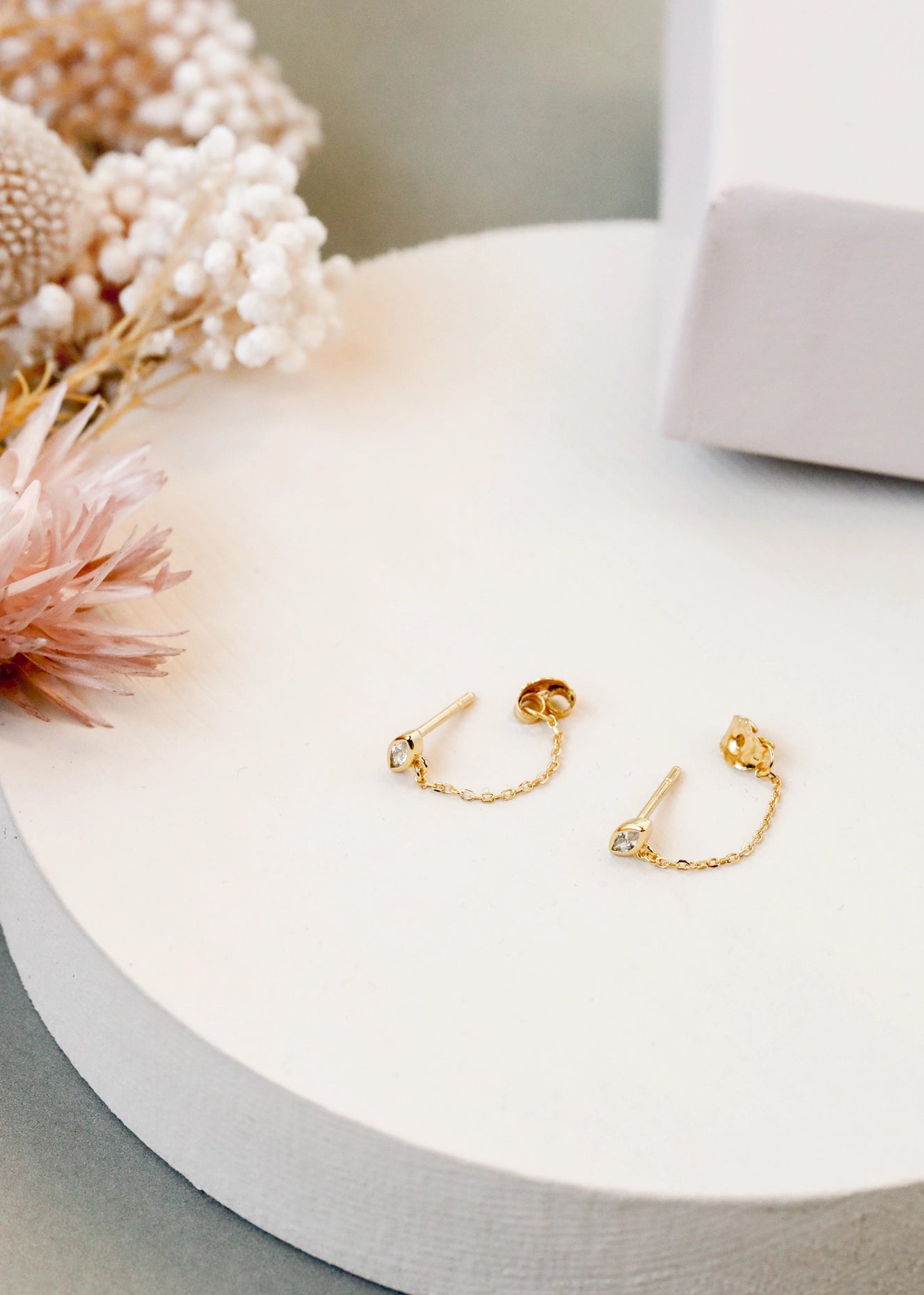 Chain Huggie Stud Earrings