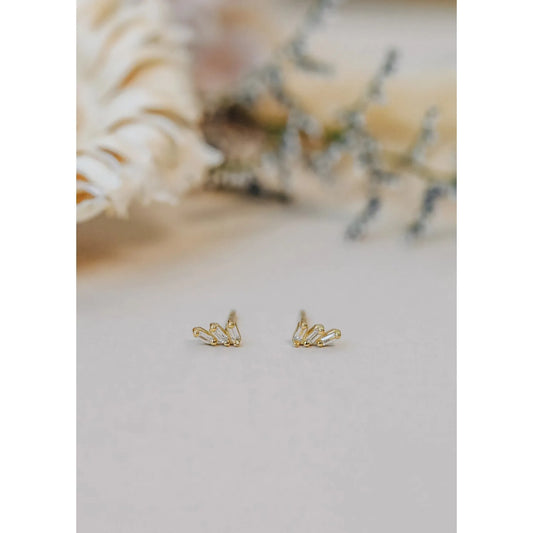 White CZ Stone Stud Earrings
