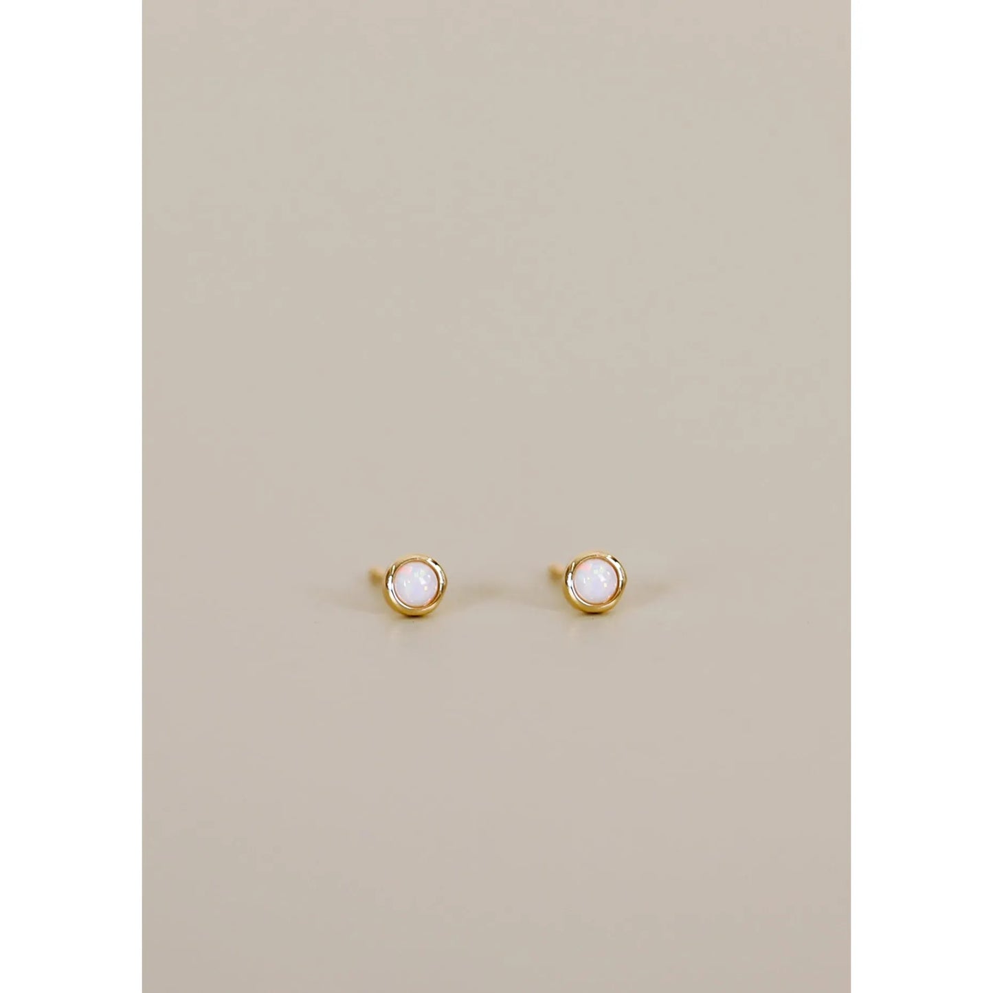 White Opal Gold Studs