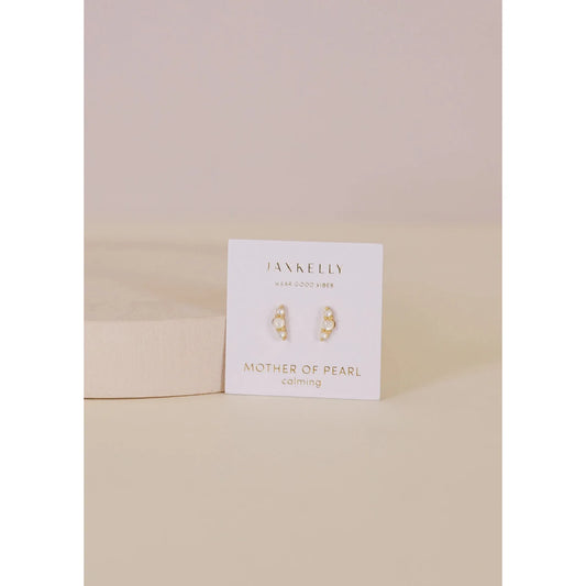 Crescent Pearl Gold Earrings