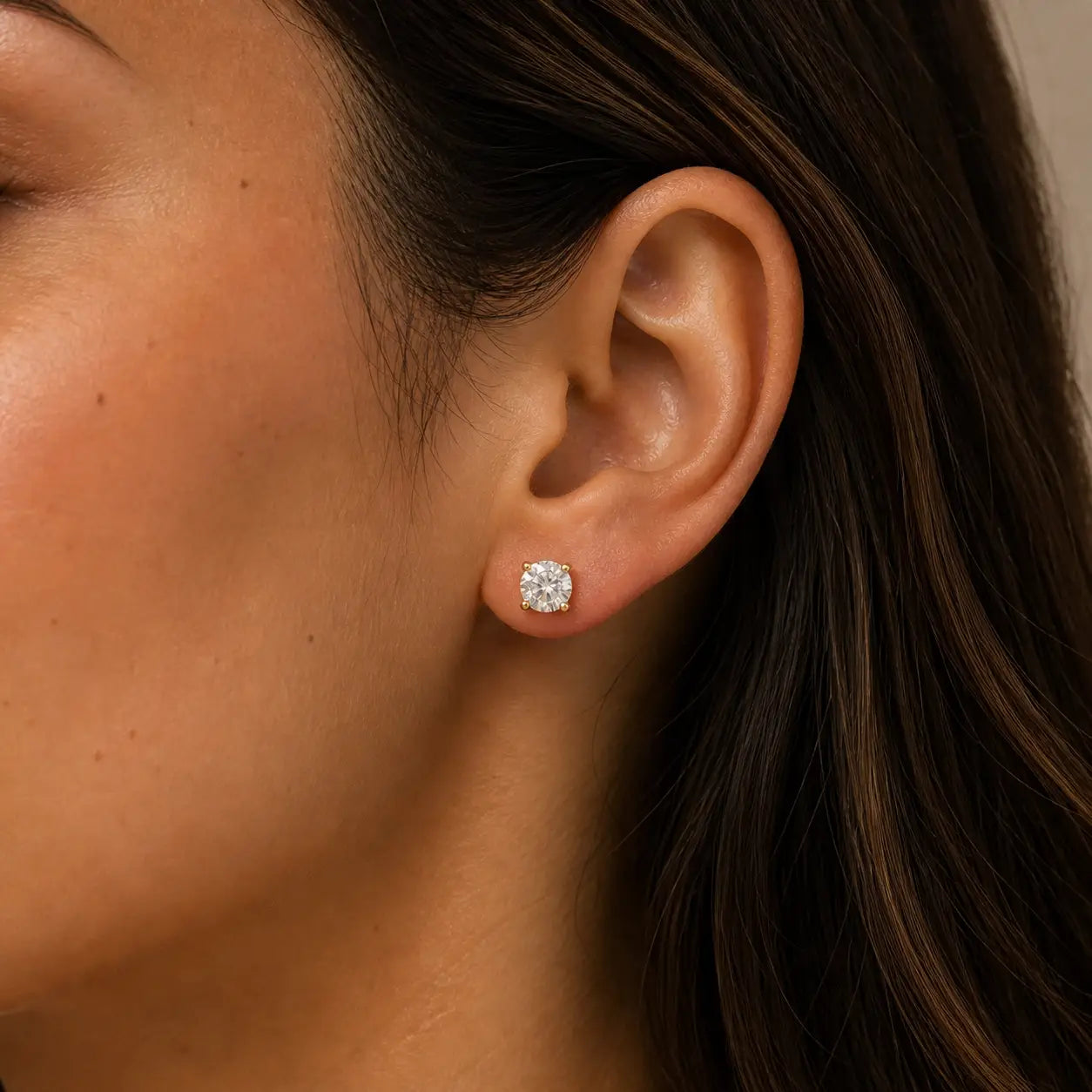 JaxKelly Round White Opal Stud Earrings