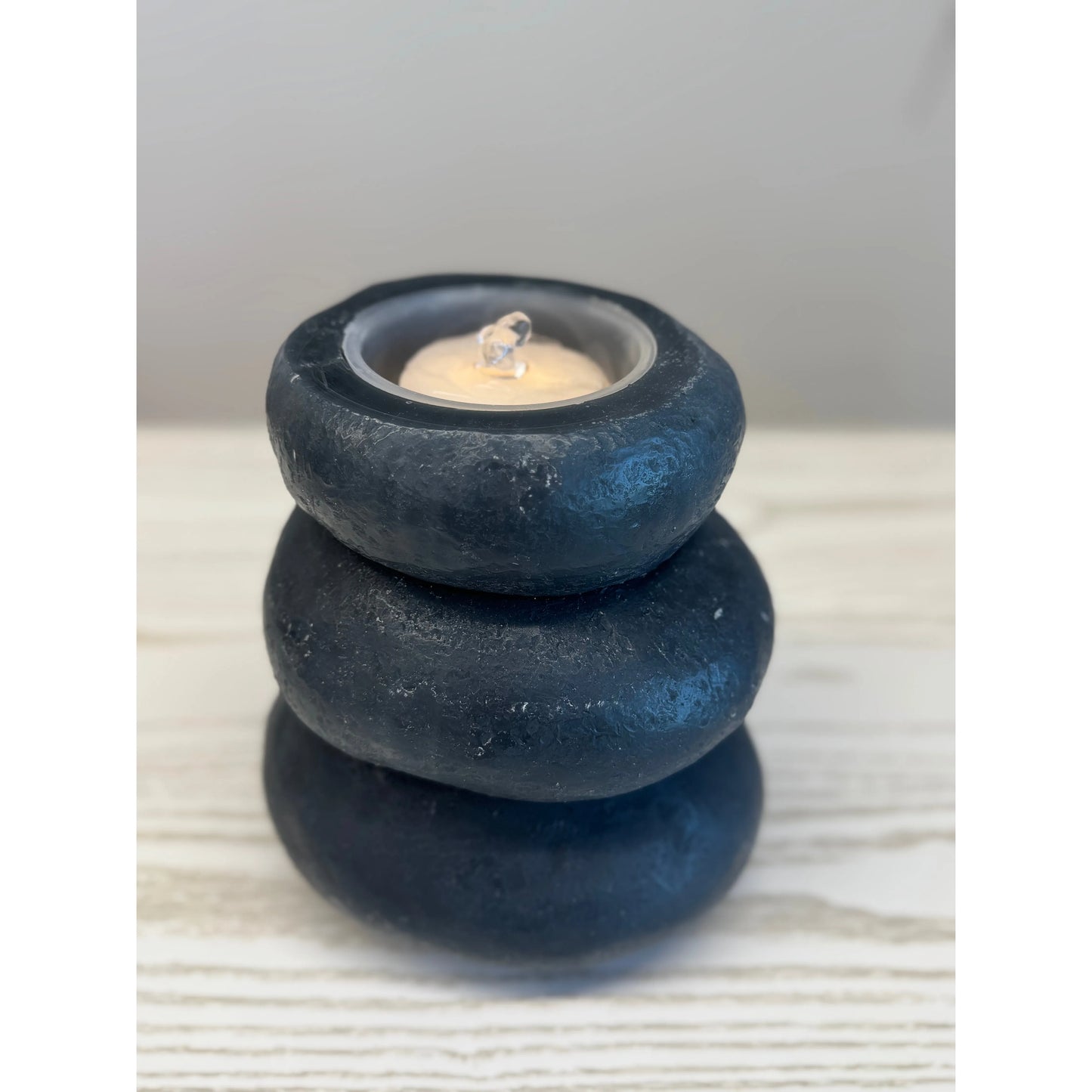 Black stone lighted water fountain decor