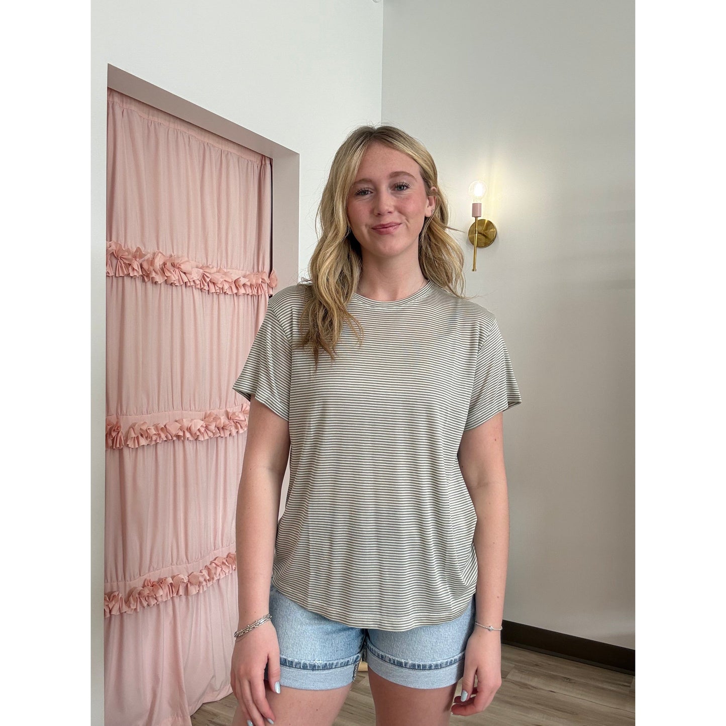 Sage Stripe Everyday Tee