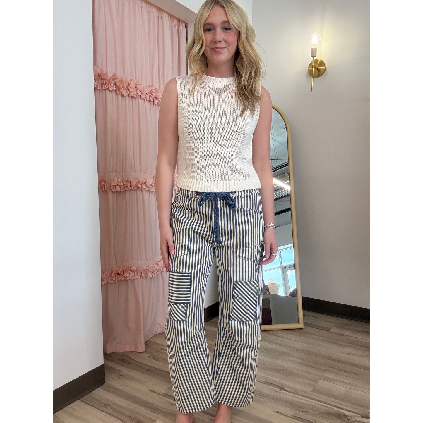Navy Striped Pants