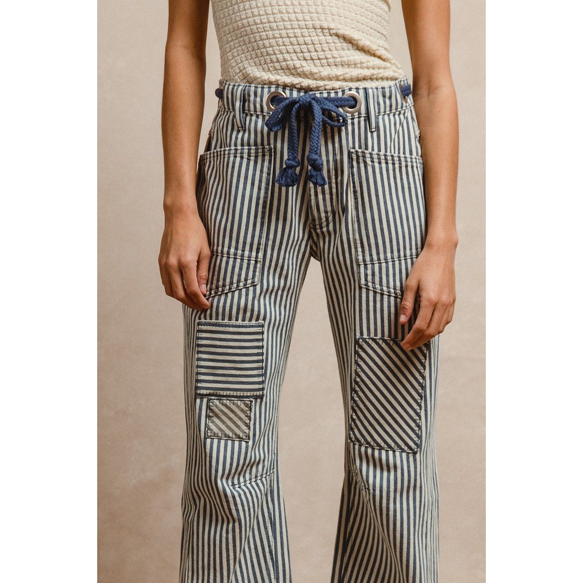 Navy Striped Pants