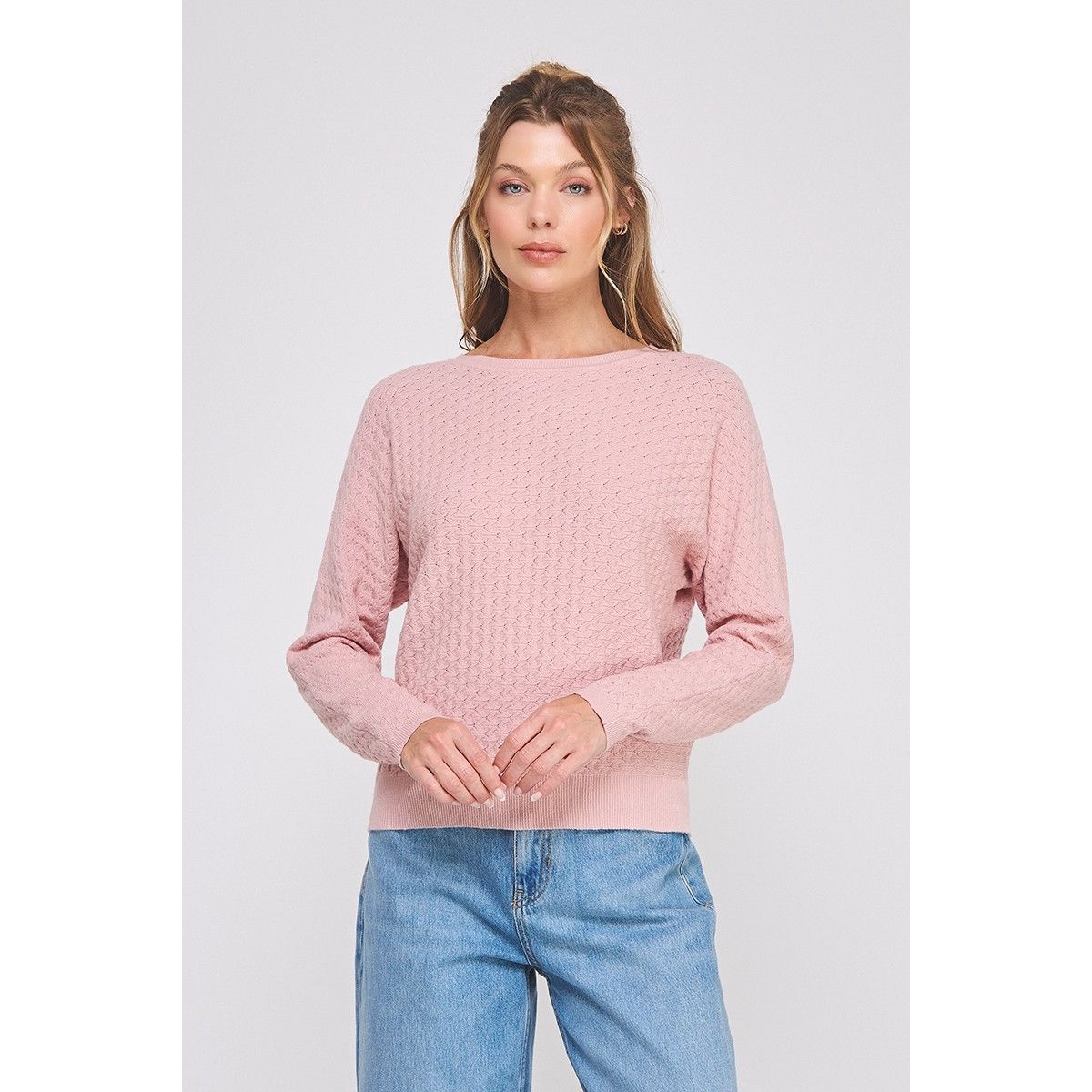 Rose Pointelle Sweater
