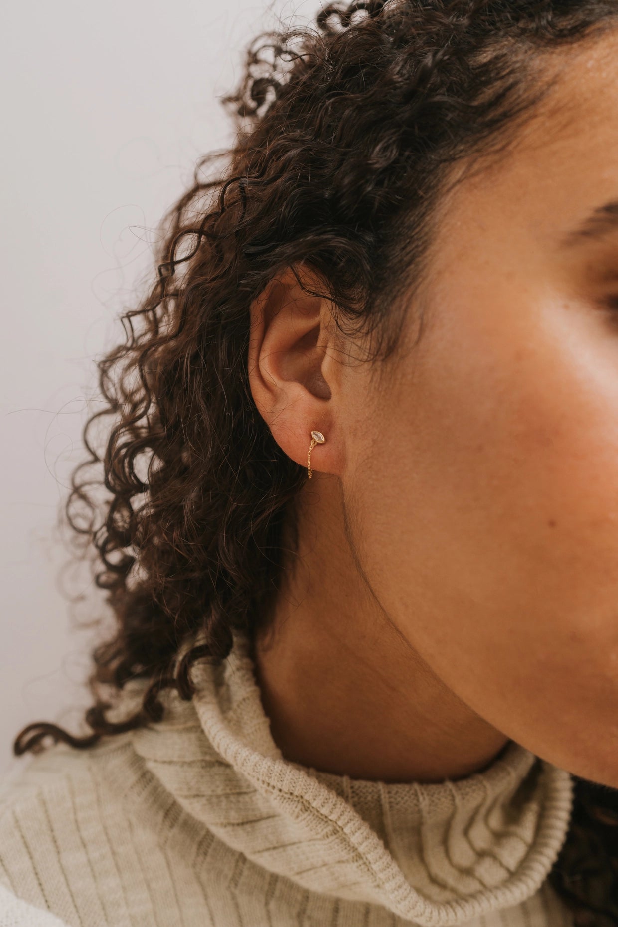 Chain Huggie Stud Earrings