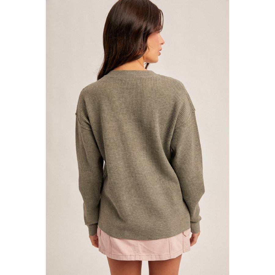 Button Up Waffle Sweater