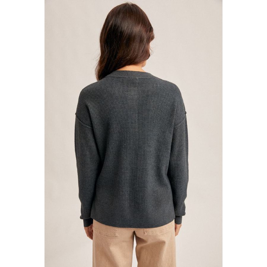 Button Up Waffle Sweater